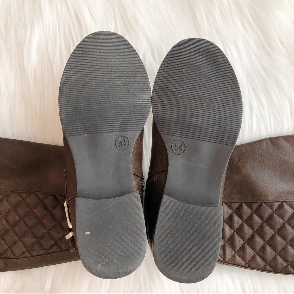 Dark brown quilted riding boots - Picture 3 of 3